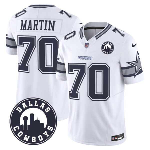 Dallas Cowboys City Patch Vapor Limited Jersey – All Stitched – White – Zack Martin Jersey