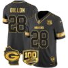Packers 100th Season & Home Patch Gold Vapor Limited Jersey All Stitched – Black Gold – AJ Dillon Jersey