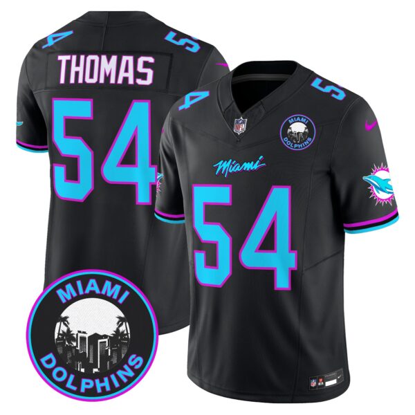 Dolphins Miami Vice Vapor Limited Jersey V3 – All Stitched – Black – Zach Thomas Jersey