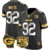 Packers 100th Season & Home Patch Gold Vapor Limited Jersey All Stitched – Black Limited – Reggie White Jersey