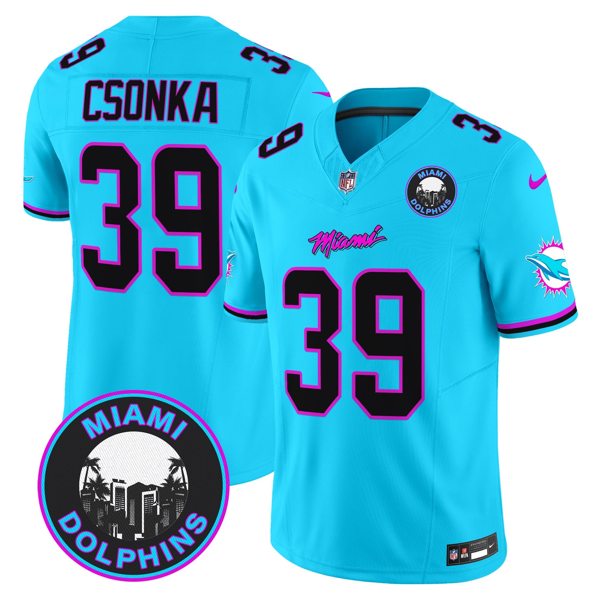 Dolphins Miami Vice Vapor Limited Jersey V3 – All Stitched – Aqua – Larry Csonka Jersey