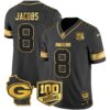 Packers 100th Season & Home Patch Gold Vapor Limited Jersey All Stitched – Black Gold – Josh Jacobs Jersey