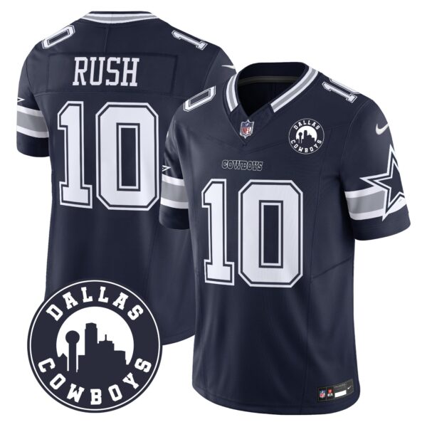Dallas Cowboys City Patch Vapor Limited Jersey – All Stitched – Navy – Cooper Rush Jersey