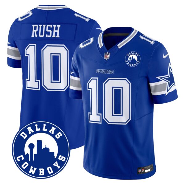 Dallas Cowboys City Patch Vapor Limited Jersey – All Stitched – Royal – Cooper Rush Jersey