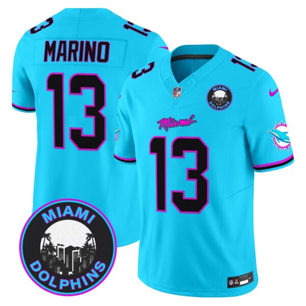 Dolphins Miami Vice Vapor Limited Jersey V3 – All Stitched – Aqua – Dan Marino Jersey