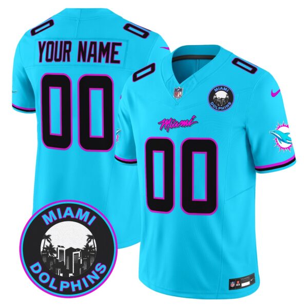 Dolphins Miami Vice Vapor Limited Custom Jersey V3 – All Stitched – Aqua Jersey