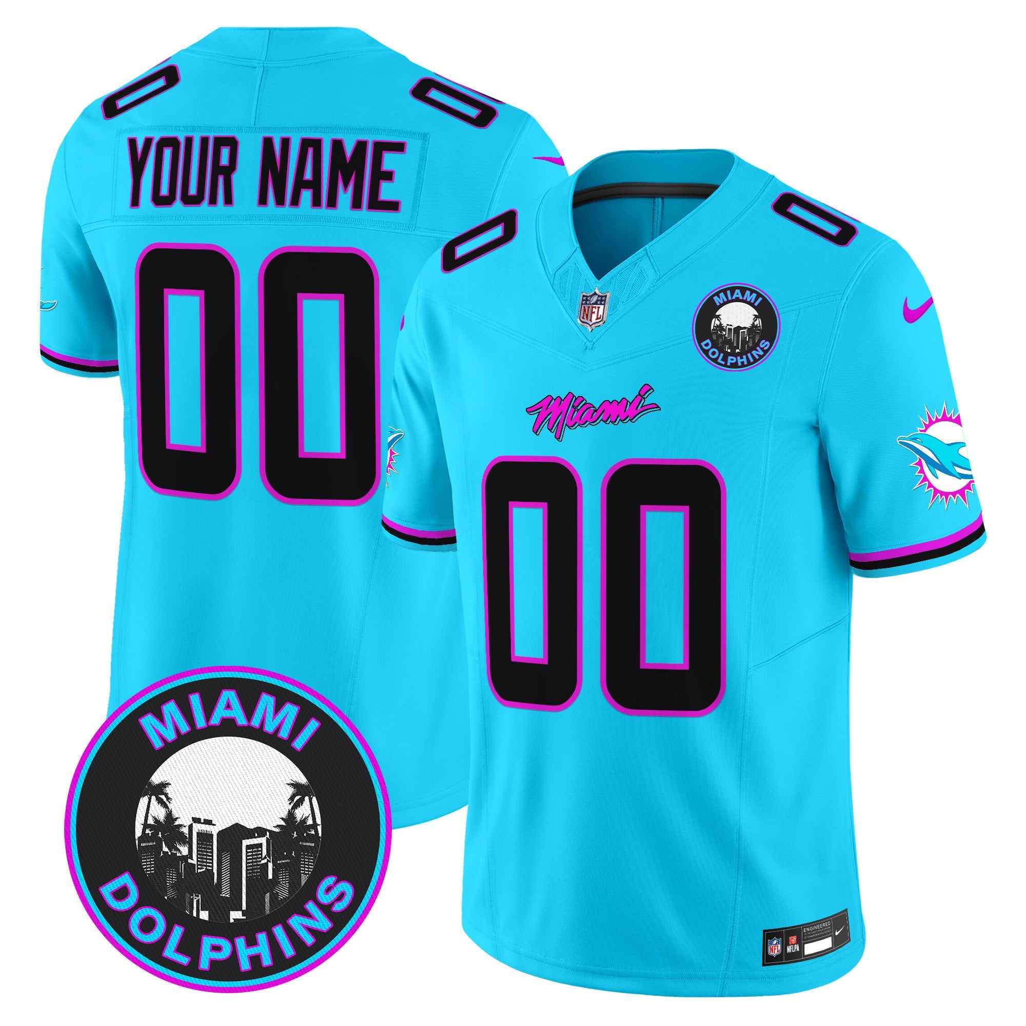 Dolphins Miami Vice Vapor Limited Custom Jersey V3 – All Stitched – Aqua Jersey