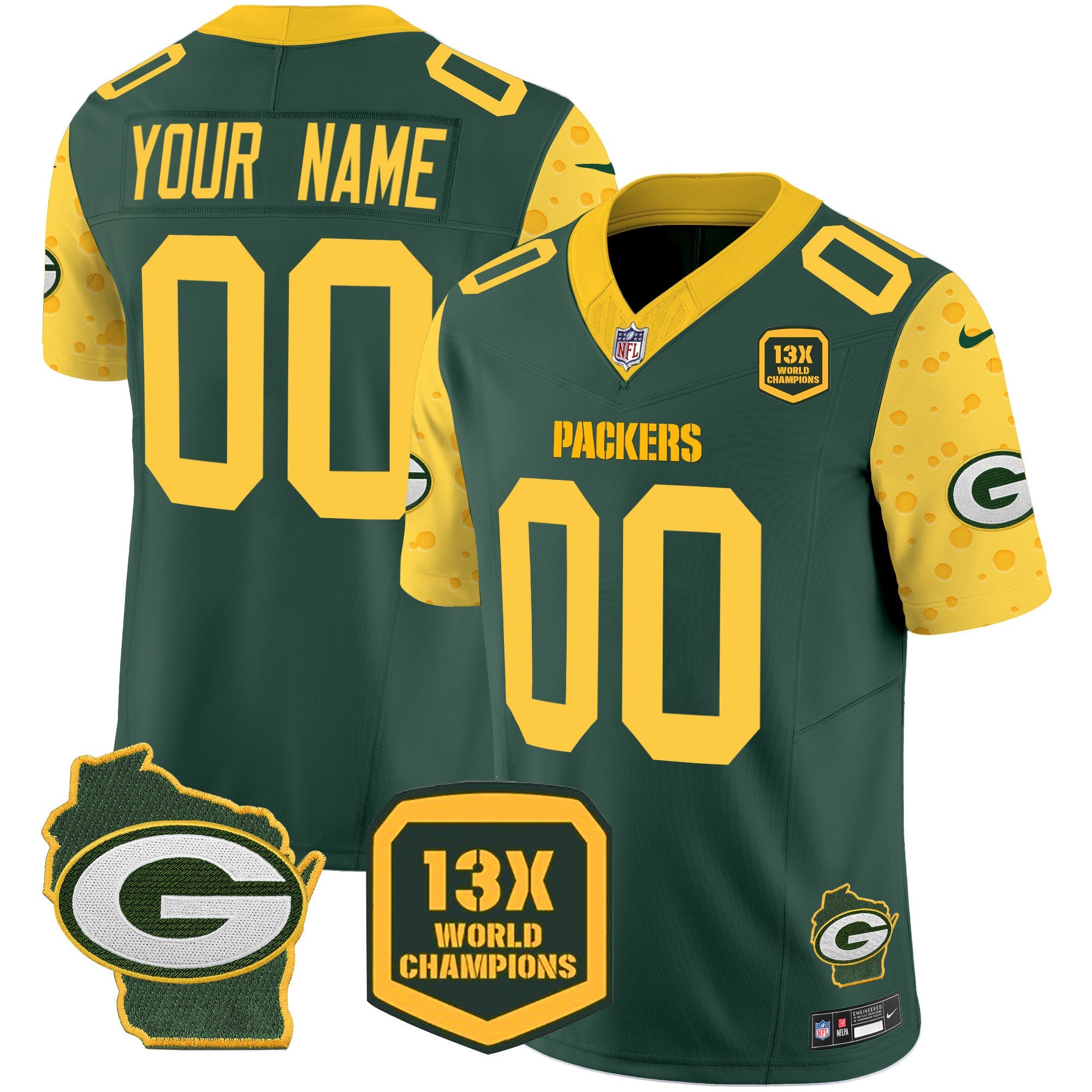 Packers Cheese Vapor Limited Custom Jersey All Stitched – Green Jersey