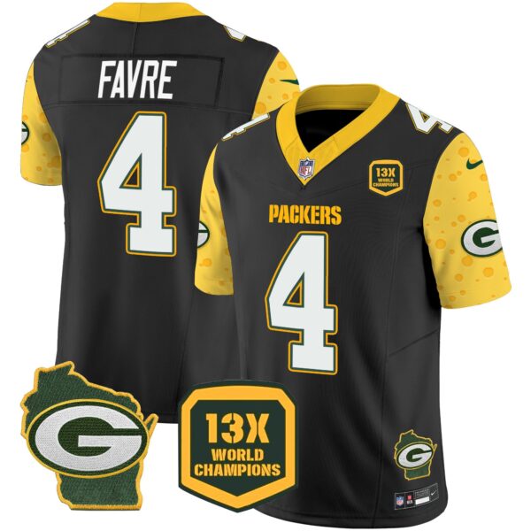 Packers Cheese Vapor Limited Jersey All Stitched – Black – Brett Favre Jersey