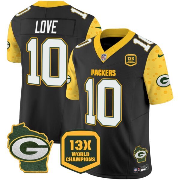 Packers Cheese Vapor Limited Jersey All Stitched – Black – Jordan Love Jersey
