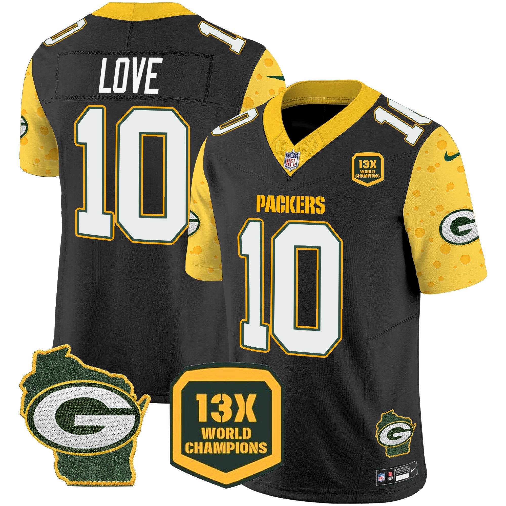 Packers Cheese Vapor Limited Jersey All Stitched – Black – Jordan Love Jersey