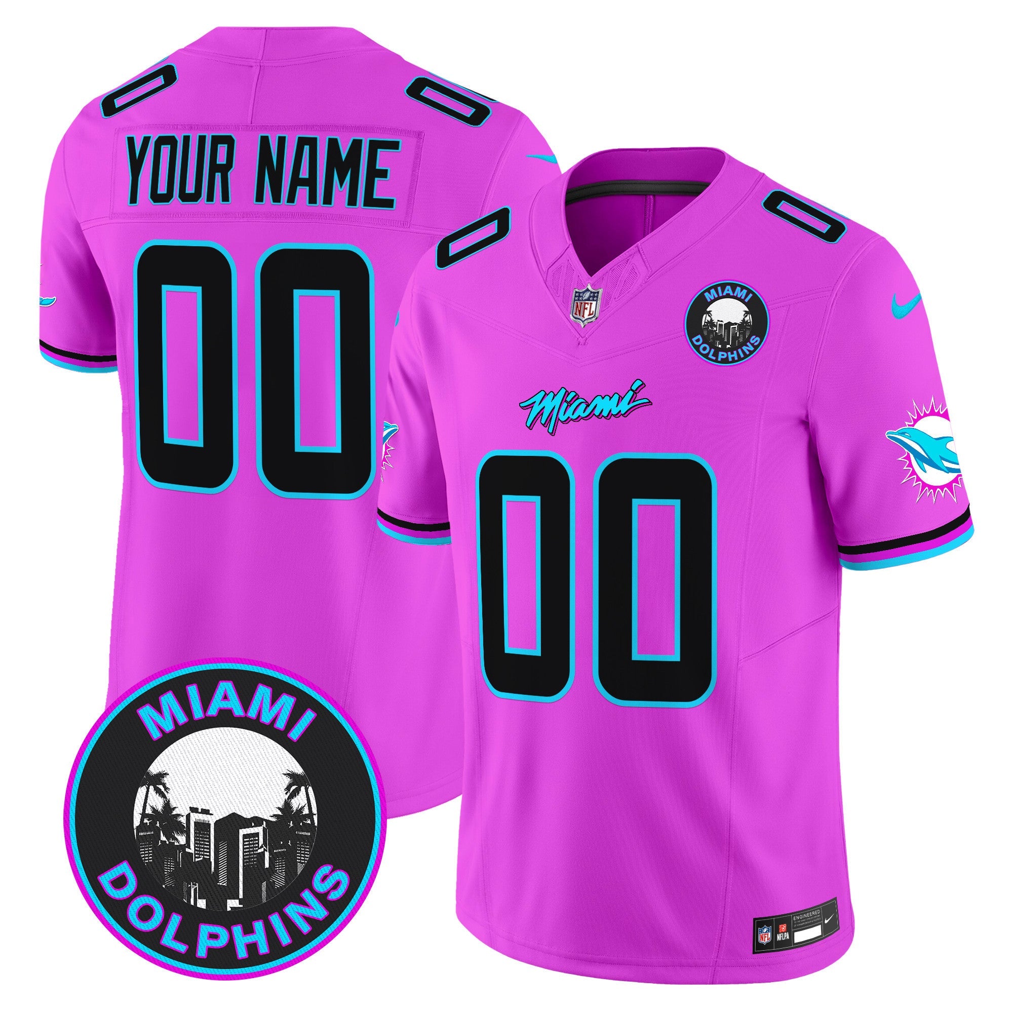 Dolphins Miami Vice Vapor Limited Custom Jersey V3 – All Stitched – Pink Jersey