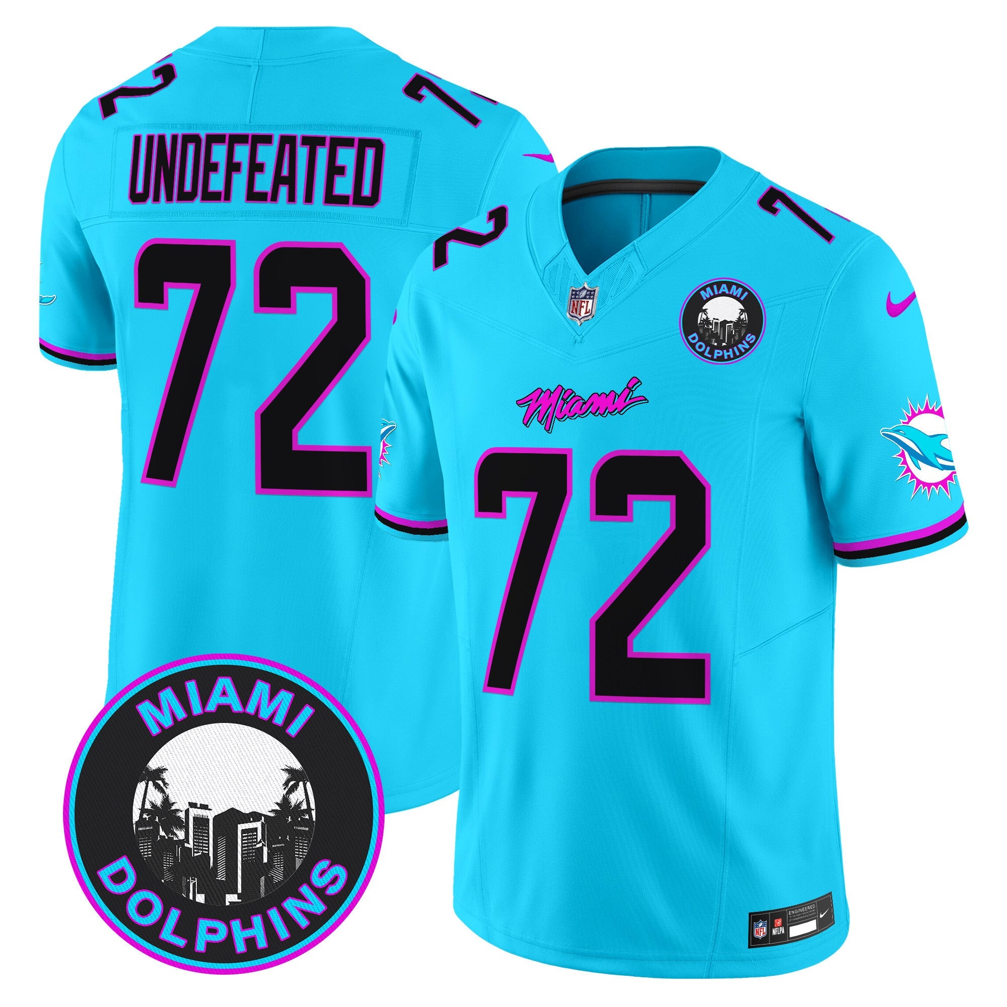 Dolphins Miami Vice Vapor Limited Jersey V3 – All Stitched – Aqua – Undefeated Jersey
