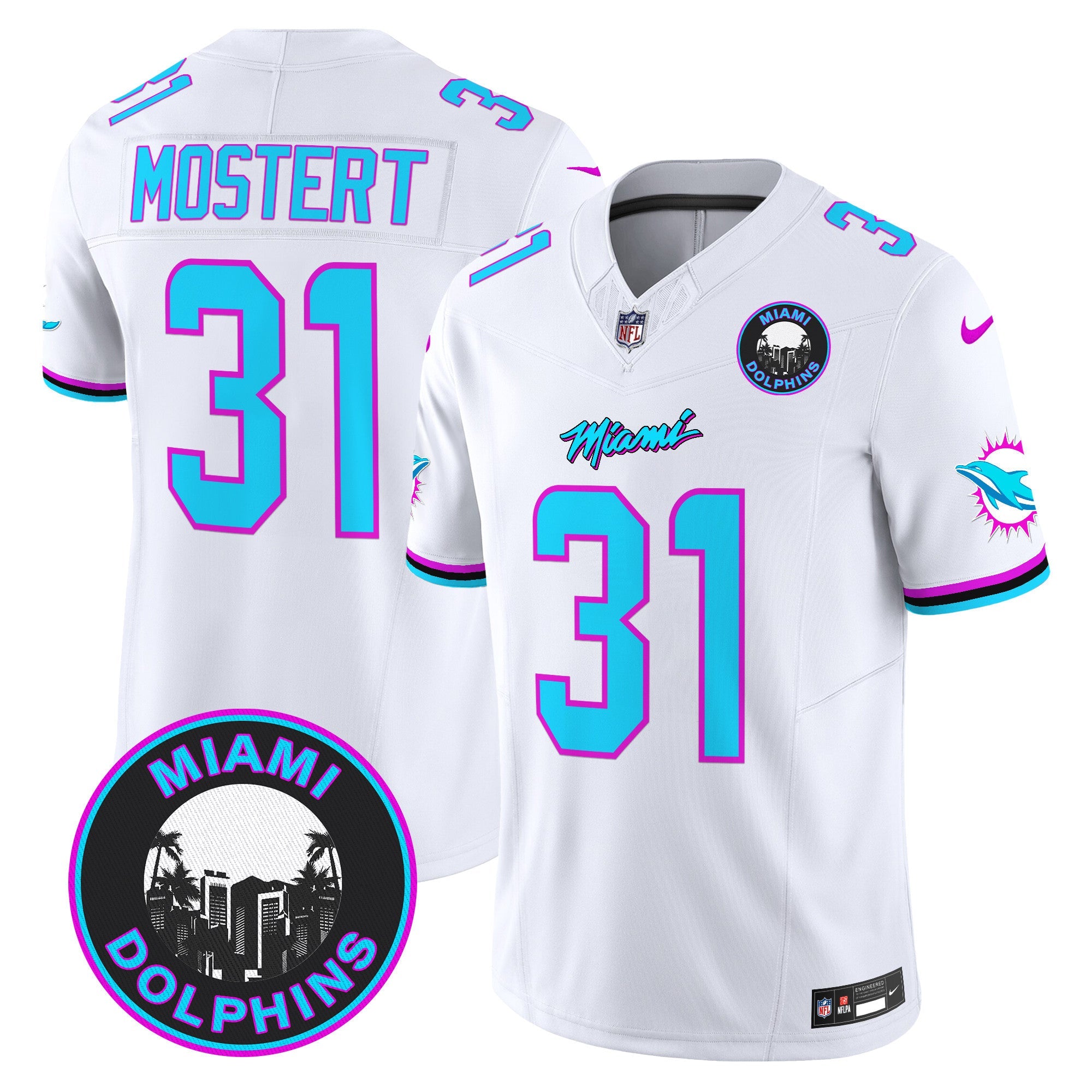 Dolphins Miami Vice Vapor Limited Jersey V3 – All Stitched – White – Raheem Mostert Jersey