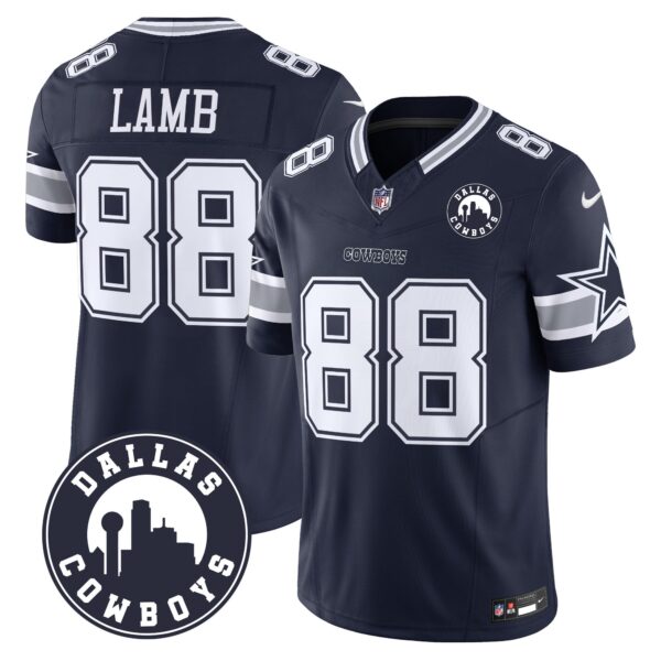 Dallas Cowboys City Patch Vapor Limited Jersey – All Stitched – Navy – CeeDee Lamb Jersey
