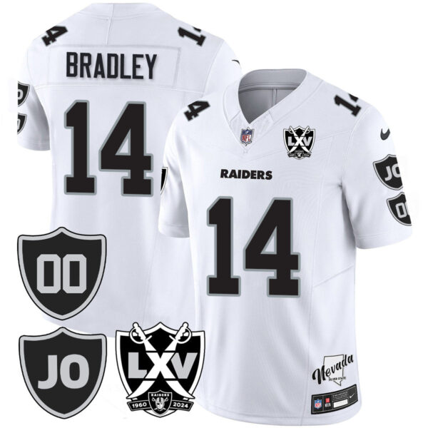 Raiders Vapor Limited Jersey – All Stitched – Honor Jim Otto – White Limited – Carter Bradley Jersey