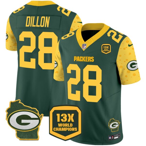 Packers Cheese Vapor Limited Jersey All Stitched – Green – AJ Dillon Jersey