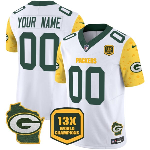 Packers Cheese Vapor Limited Custom Jersey All Stitched – White Jersey