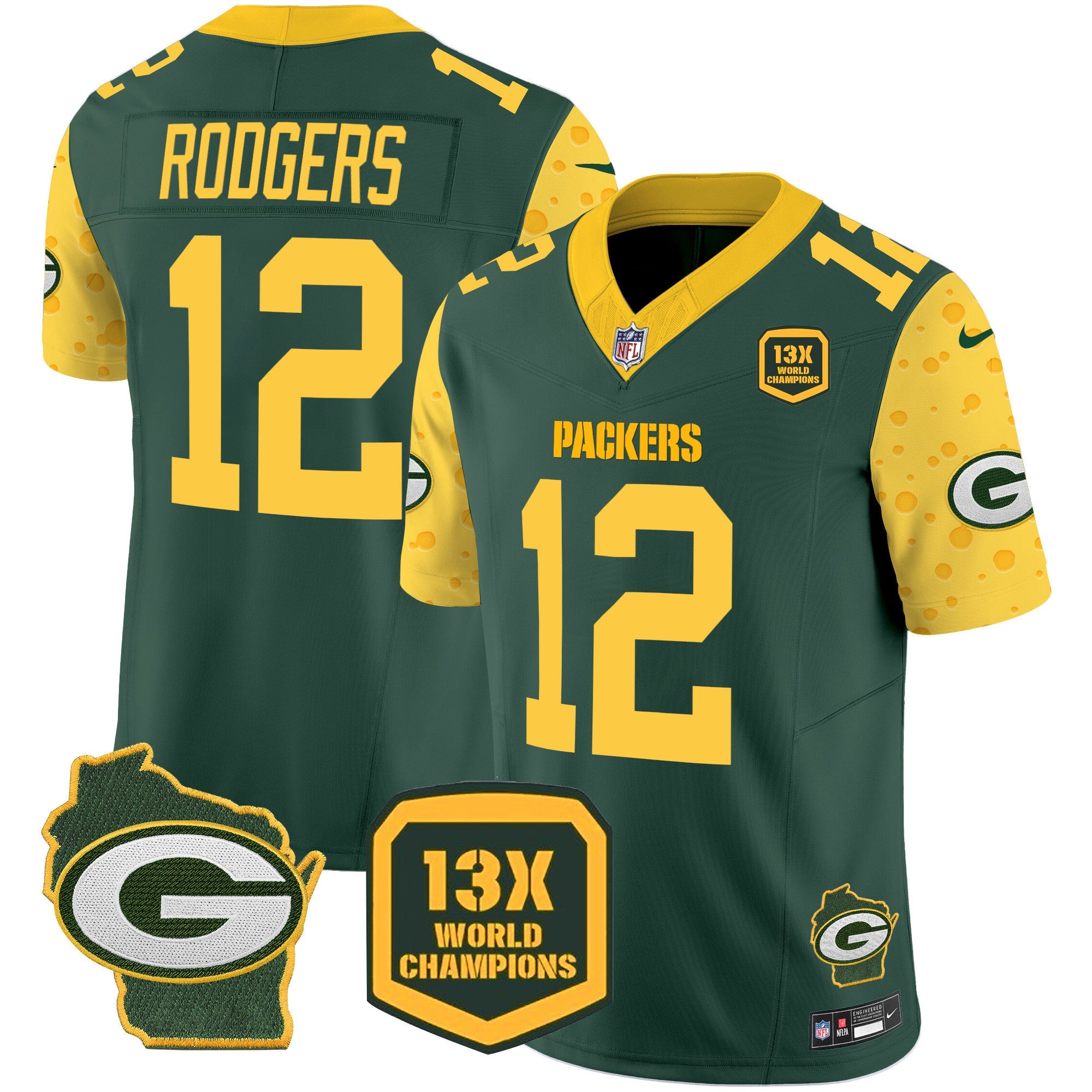 Packers Cheese Vapor Limited Jersey All Stitched – Green – Aaron Rodgers Jersey