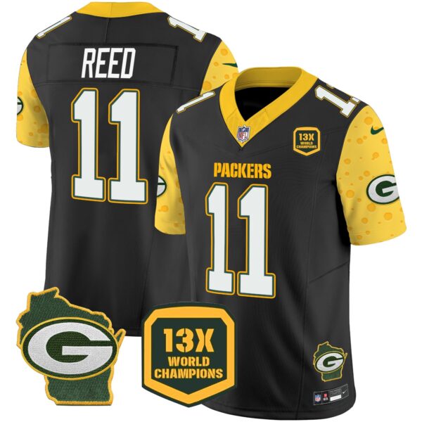 Packers Cheese Vapor Limited Jersey All Stitched – Black – Jayden Reed Jersey