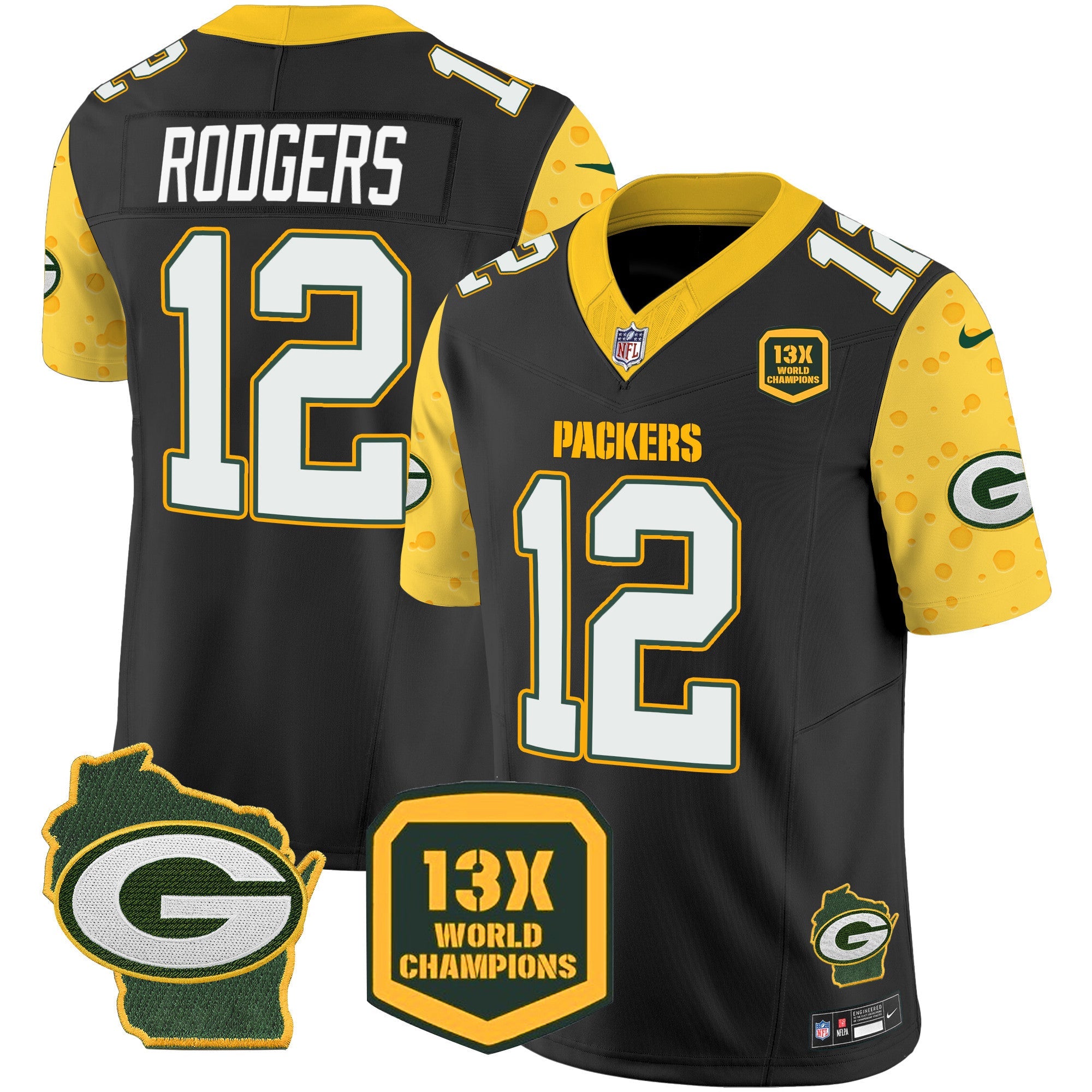 Packers Cheese Vapor Limited Jersey All Stitched – Black – Aaron Rodgers Jersey