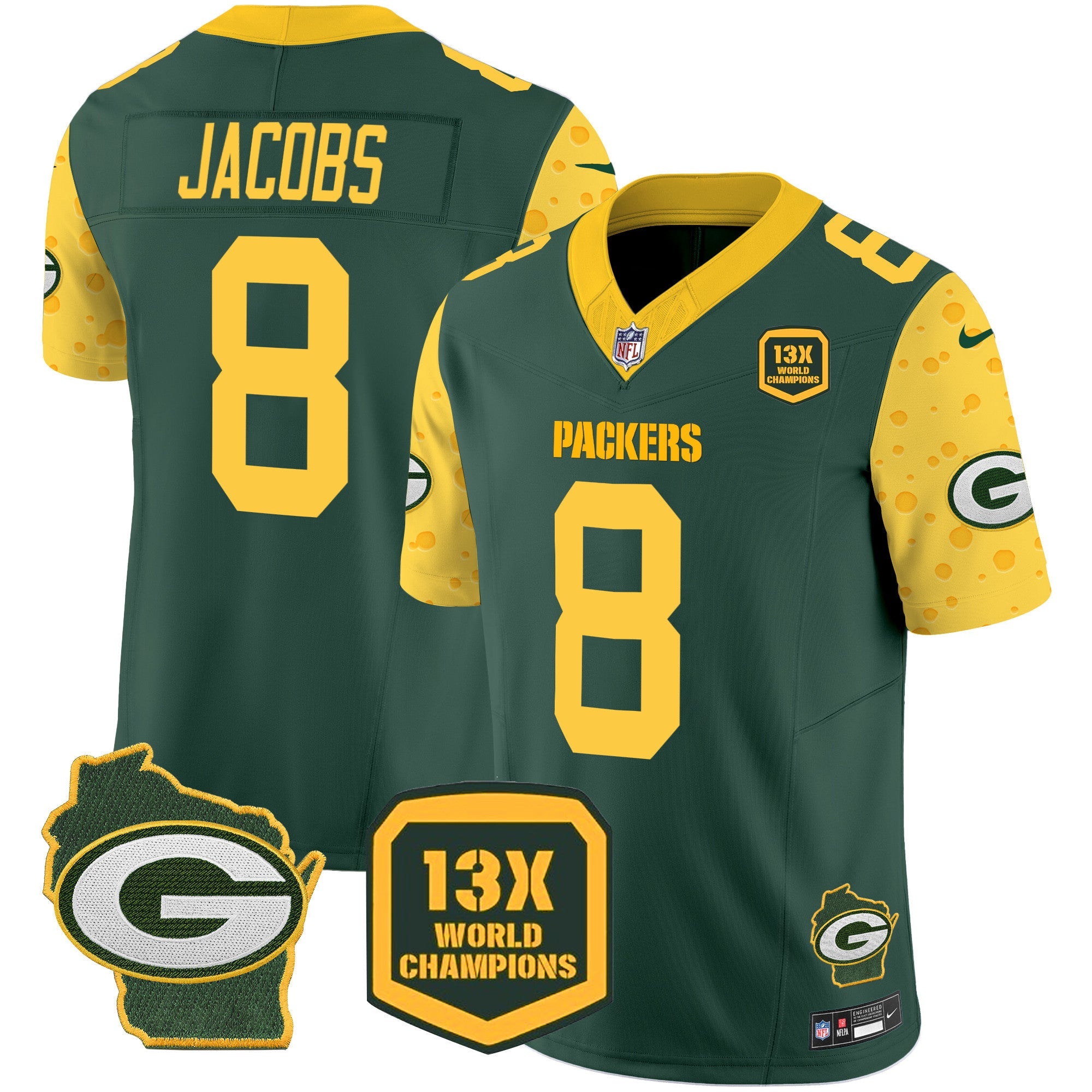 Packers Cheese Vapor Limited Jersey All Stitched – Green – Josh Jacobs Jersey