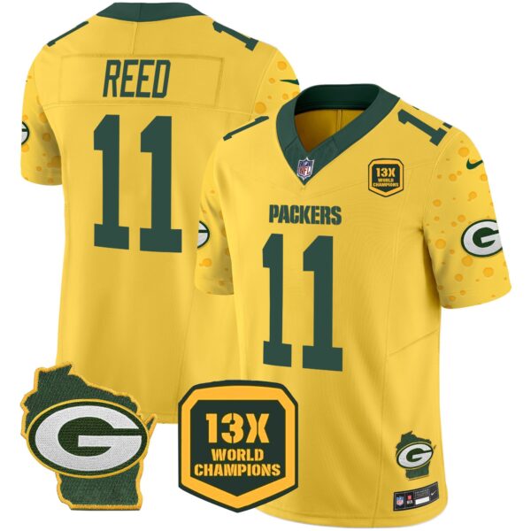 Packers Cheese Vapor Limited Jersey All Stitched – Gold – Jayden Reed Jersey