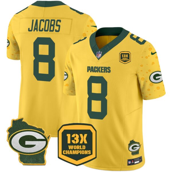 Packers Cheese Vapor Limited Jersey All Stitched – Gold – Josh Jacobs Jersey