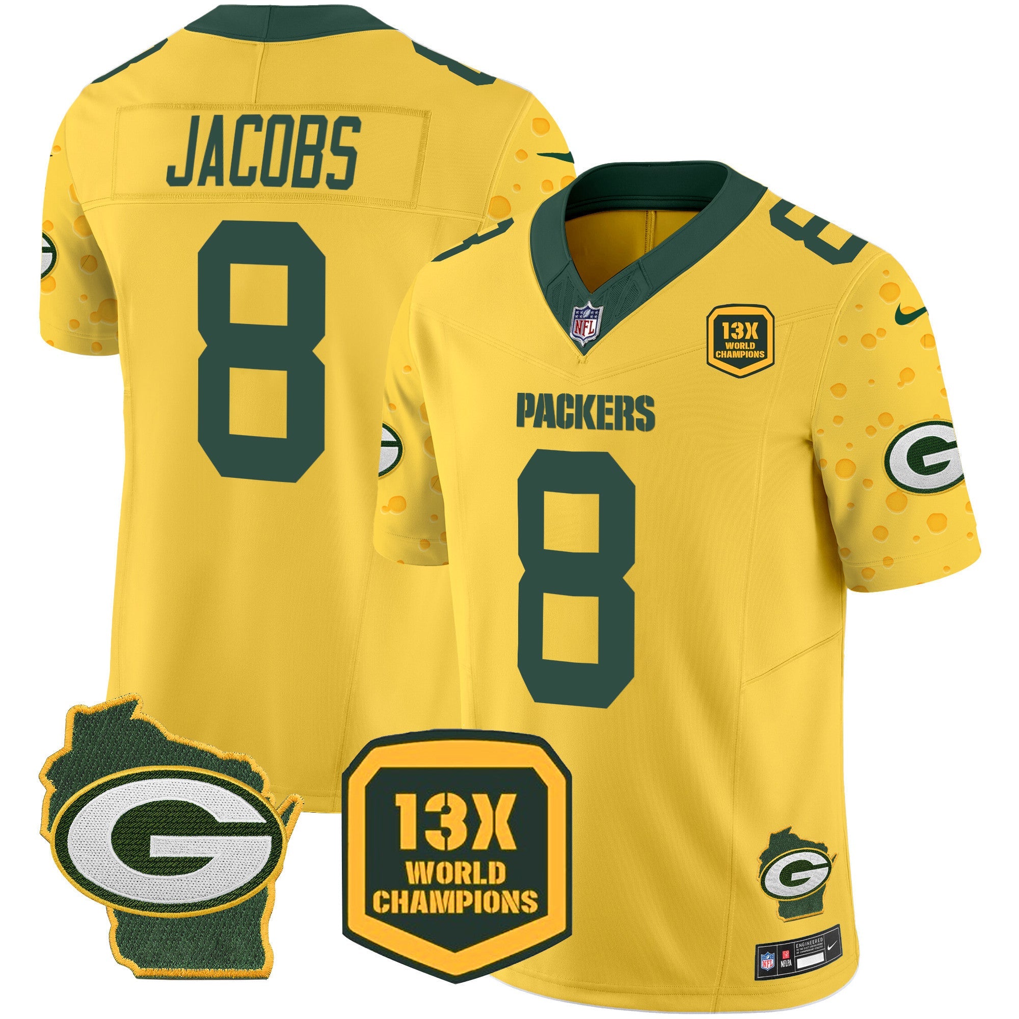 Packers Cheese Vapor Limited Jersey All Stitched – Gold – Josh Jacobs Jersey