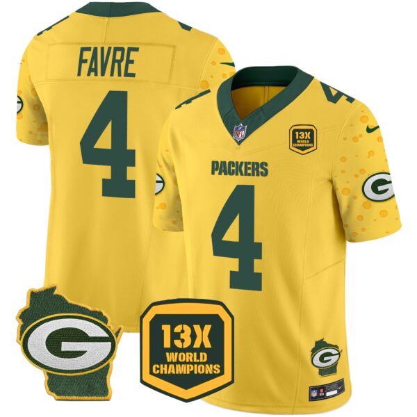 Packers Cheese Vapor Limited Jersey All Stitched – Gold – Brett Favre Jersey