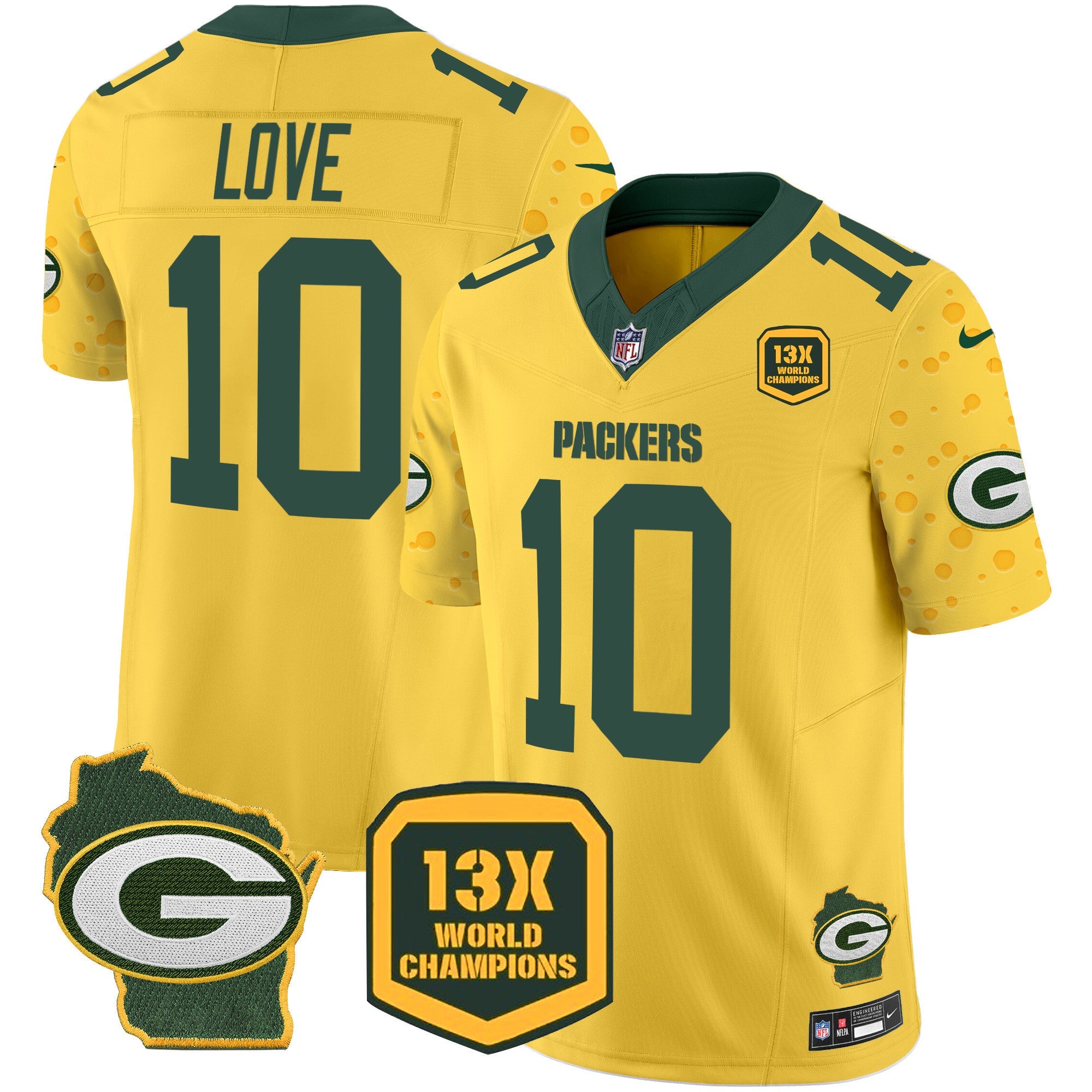 Packers Cheese Vapor Limited Jersey All Stitched – Gold – Jordan Love Jersey