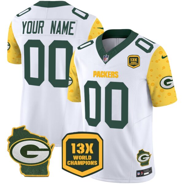 Packers Cheese Vapor Limited Custom Jersey All Stitched – White Jersey