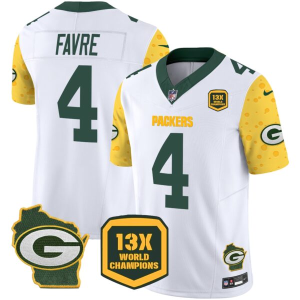 Packers Cheese Vapor Limited Jersey All Stitched – White – Brett Favre Jersey