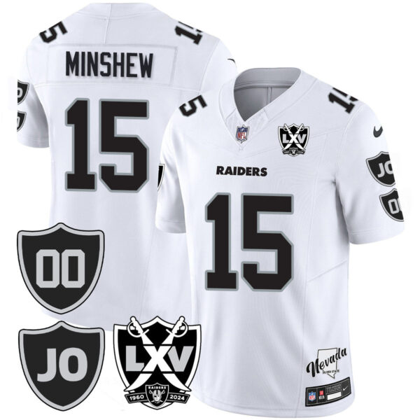 Raiders Vapor Limited Jersey – All Stitched – Honor Jim Otto – White Limited – Gardner Minshew Jersey