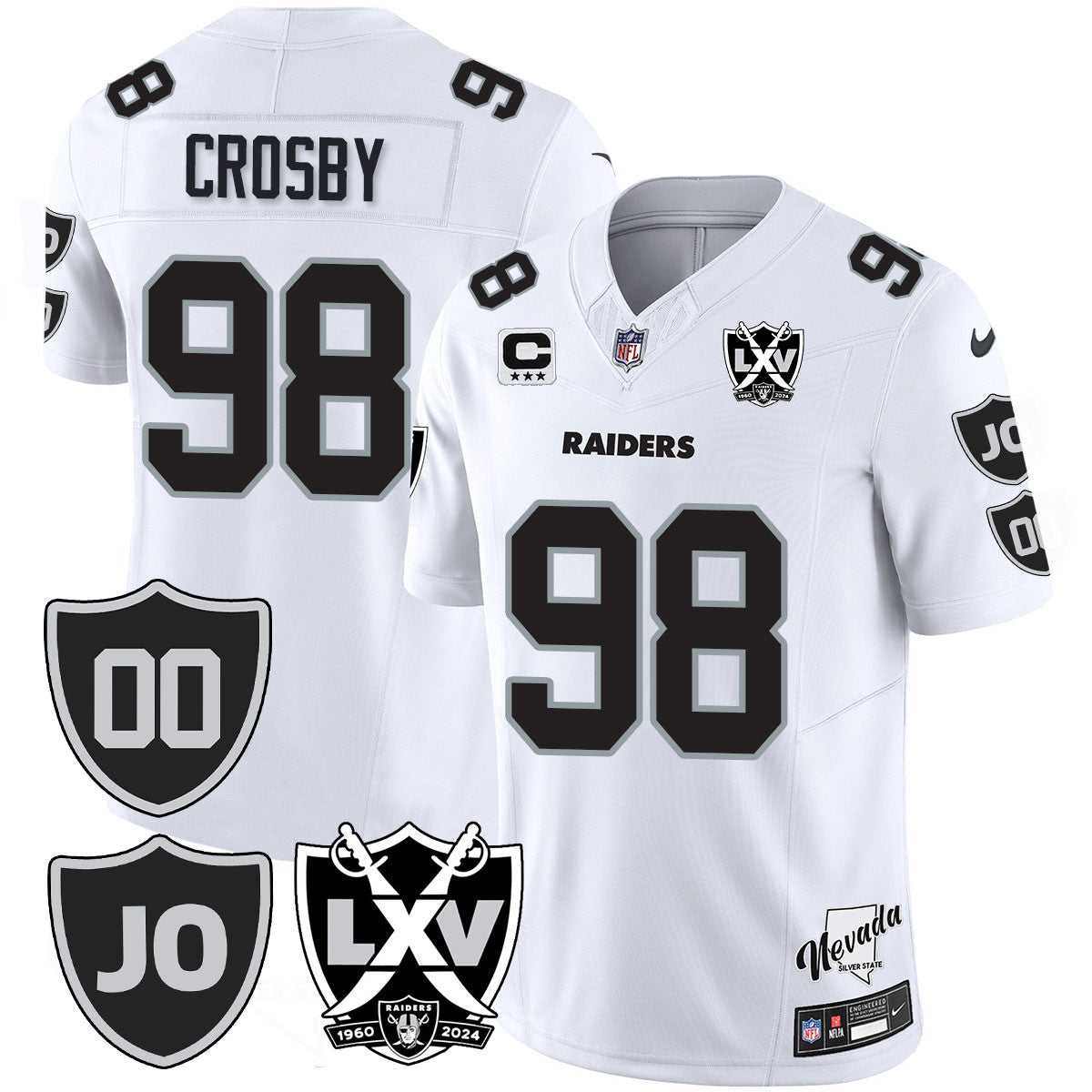 Raiders Vapor Limited Jersey – All Stitched – Honor Jim Otto – White Limited – Maxx Crosby Jersey