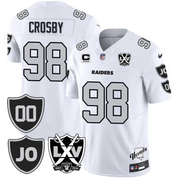 Raiders Vapor Limited Jersey – All Stitched – Honor Jim Otto – White – Maxx Crosby Jersey