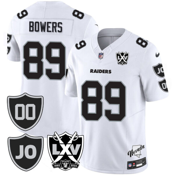 Raiders Vapor Limited Jersey – All Stitched – Honor Jim Otto – White Limited – Brock Bowers Jersey