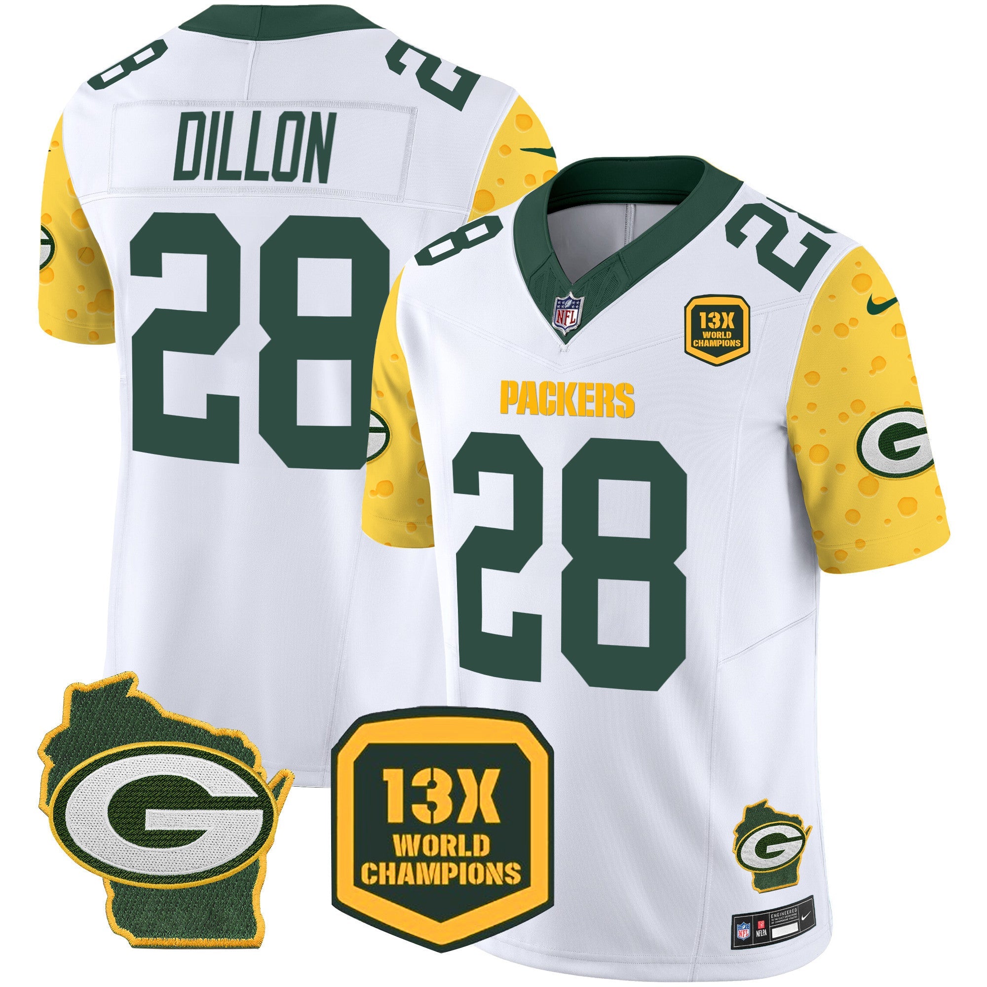 Packers Cheese Vapor Limited Jersey All Stitched – White – AJ Dillon Jersey