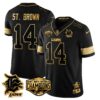 Detroit Lions 2024 NFC North Champions Gold Jersey – All Stitched – Amon-Ra St. Brown – 14 – Black Gold Jersey