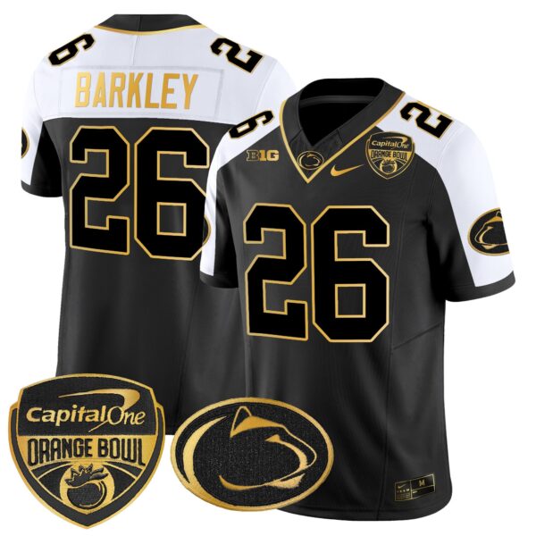 Penn State Nittany Lions Orange Bowl Patch Gold Vapor Limited Jersey – All Stitched – Alternate – Saquon Barkley Jersey