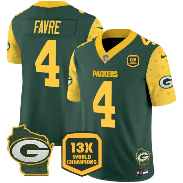 Packers Cheese Vapor Limited Jersey All Stitched – Green – Brett Favre Jersey
