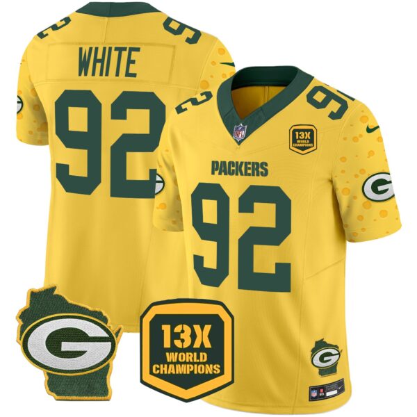 Packers Cheese Vapor Limited Jersey All Stitched – Gold – Reggie White Jersey