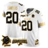 Detroit Lions 2024 NFC North Champions Gold Jersey N1 – All Stitched – Barry Sanders – 20 – White Gold Jersey