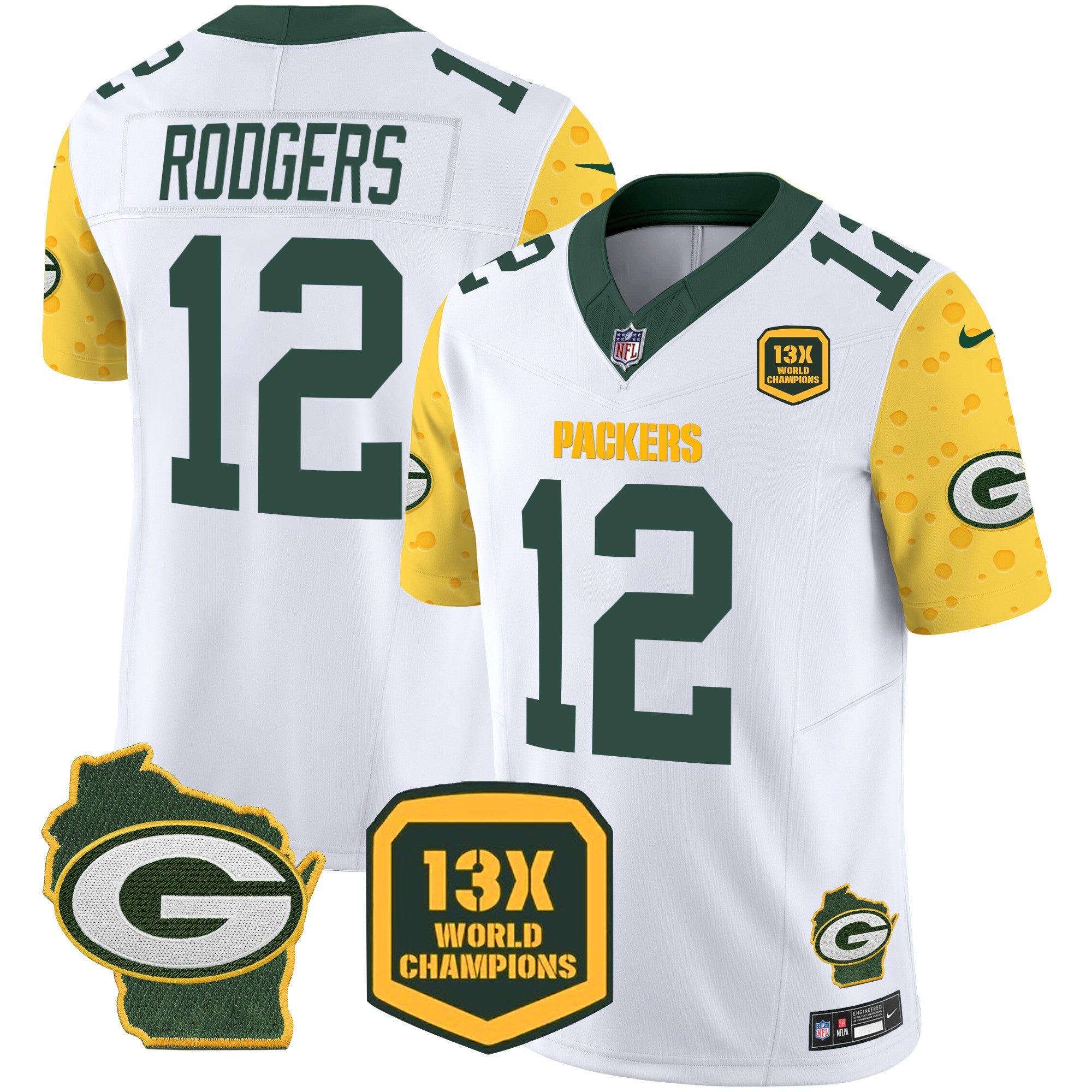 Packers Cheese Vapor Limited Jersey All Stitched – White – Aaron Rodgers Jersey
