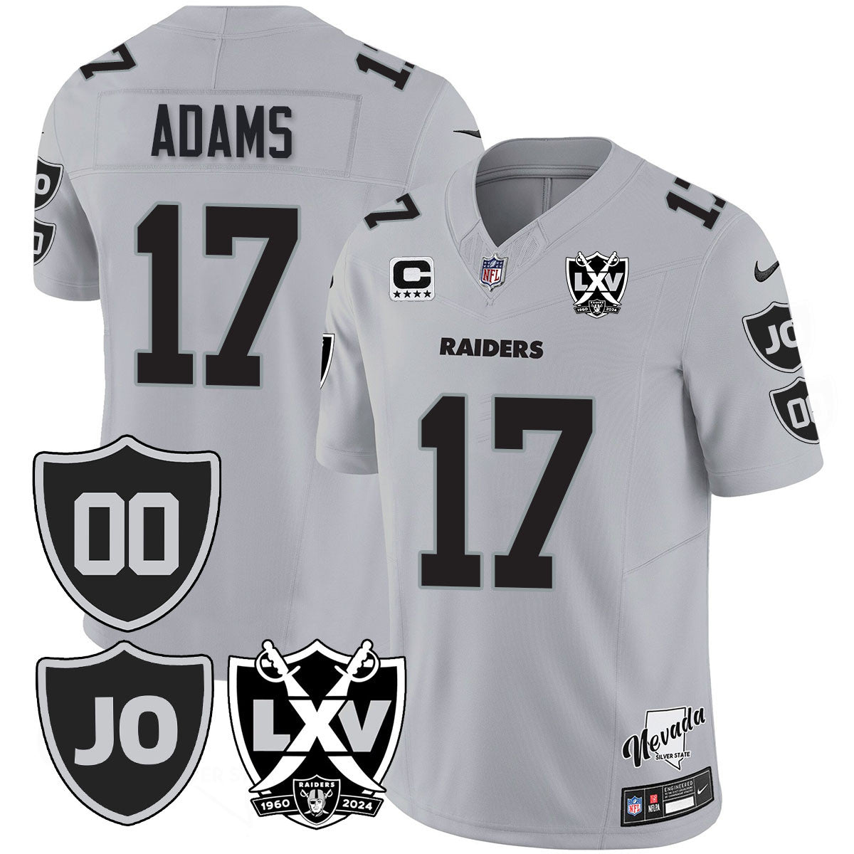 Raiders Vapor Limited Jersey – All Stitched – Honor Jim Otto – Silver – Davante Adams Jersey
