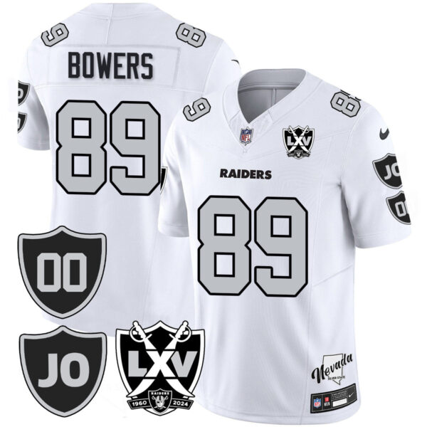 Raiders Vapor Limited Jersey – All Stitched – Honor Jim Otto – White – Brock Bowers Jersey