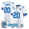 Detroit Lions 2024 NFC North Champions Gold Jersey N1 – All Stitched – Barry Sanders – 20 – White Jersey