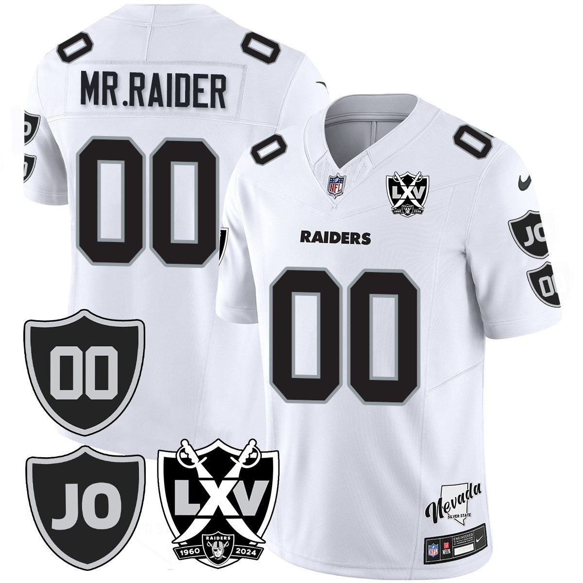 Raiders Vapor Limited Jersey – All Stitched – Honor Jim Otto – White Limited – Mr. Raider Jersey