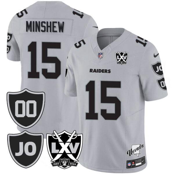 Raiders Vapor Limited Jersey – All Stitched – Honor Jim Otto – Silver – Gardner Minshew Jersey
