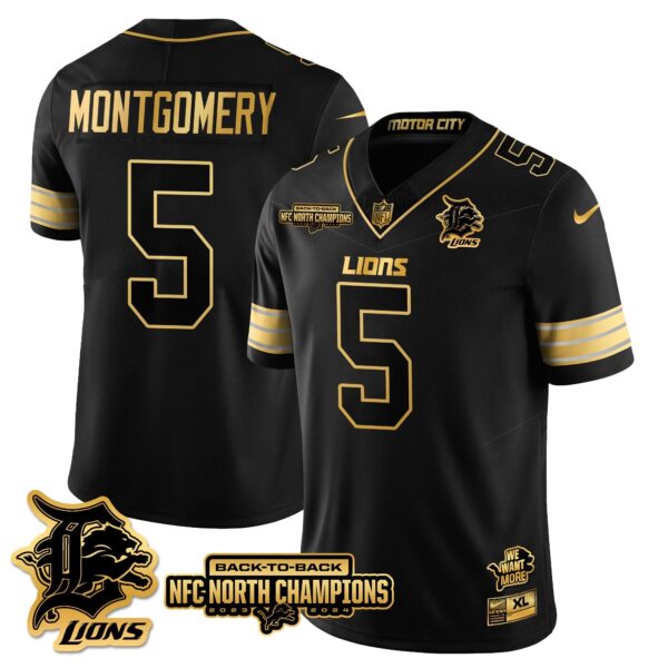 Detroit Lions – David Montgomery – 5 – Black Gold Jersey